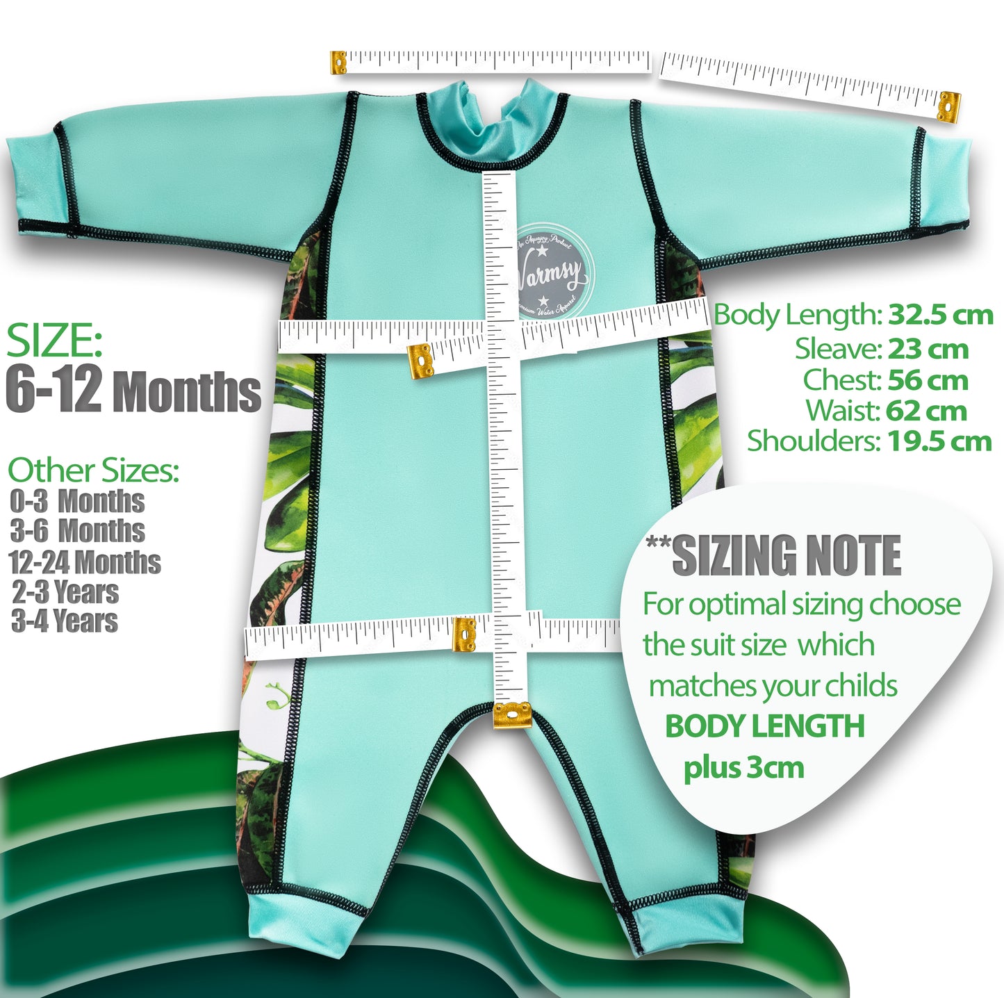 Green Warmsy - Reversible Wetsuit - Baby/Toddler - 0-4 Years