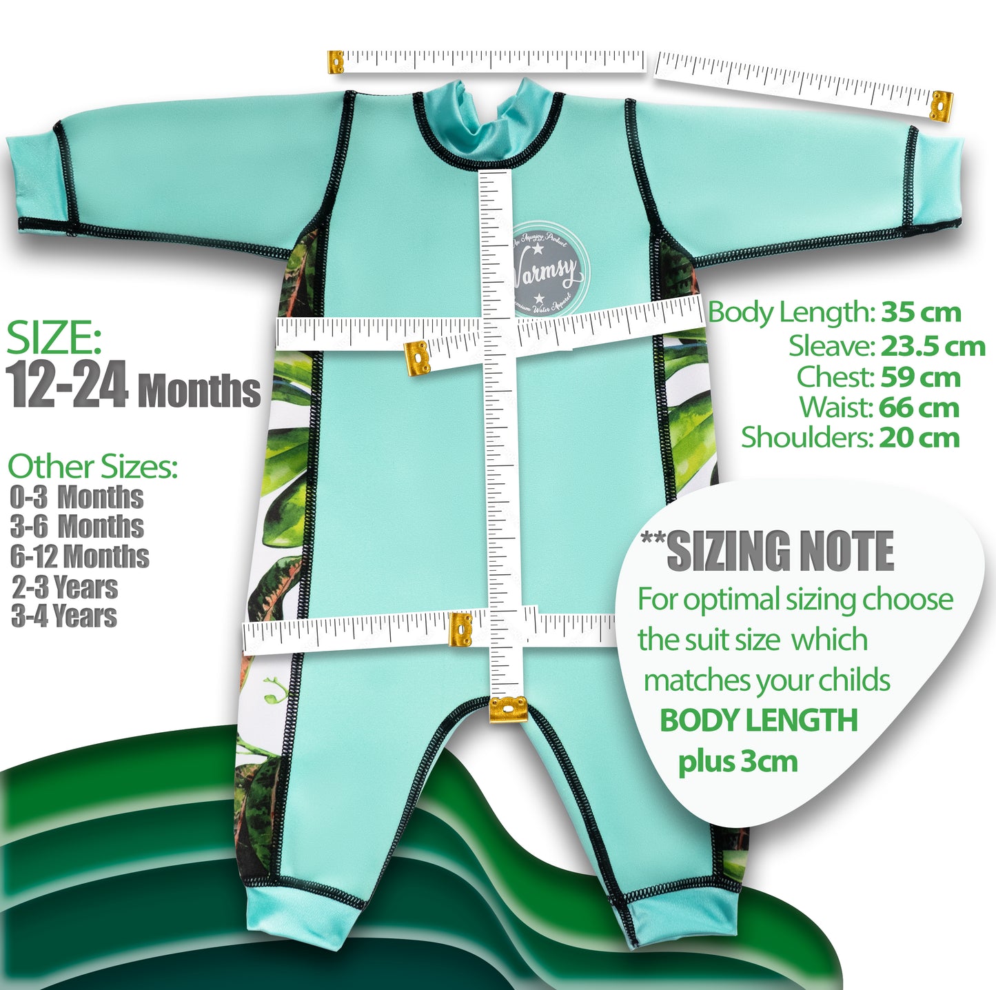 Green Warmsy - Reversible Wetsuit - Baby/Toddler - 0-4 Years