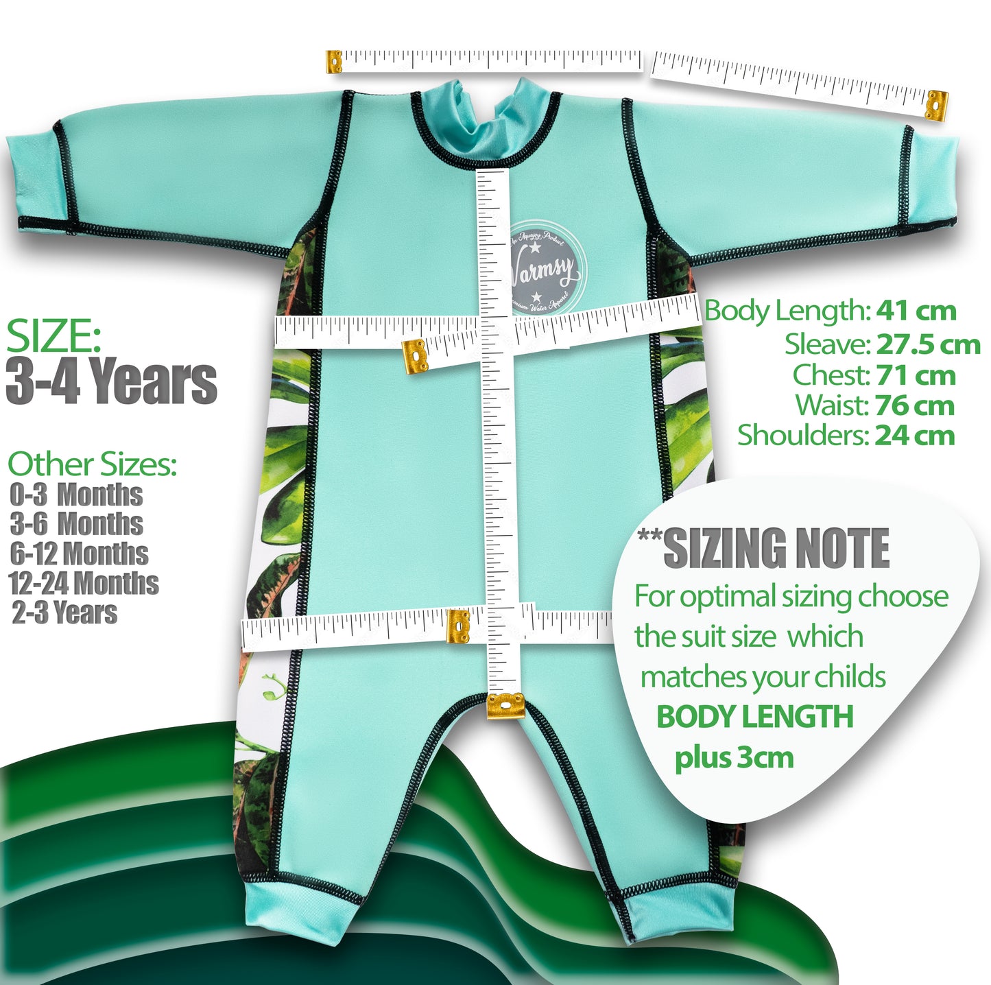 Green Warmsy - Reversible Wetsuit - Baby/Toddler - 0-4 Years