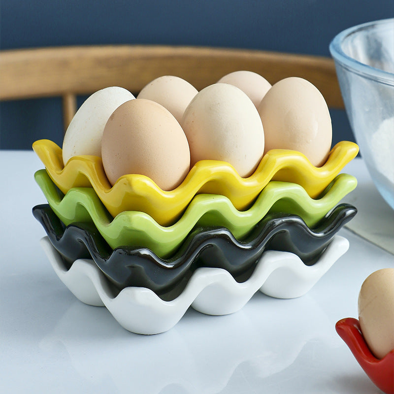 Baking Mold Color Glaze Six Egg Compartment Storage Box Egg Tray