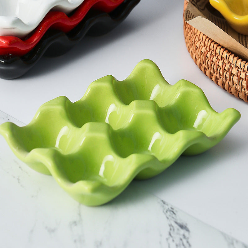 Baking Mold Color Glaze Six Egg Compartment Storage Box Egg Tray